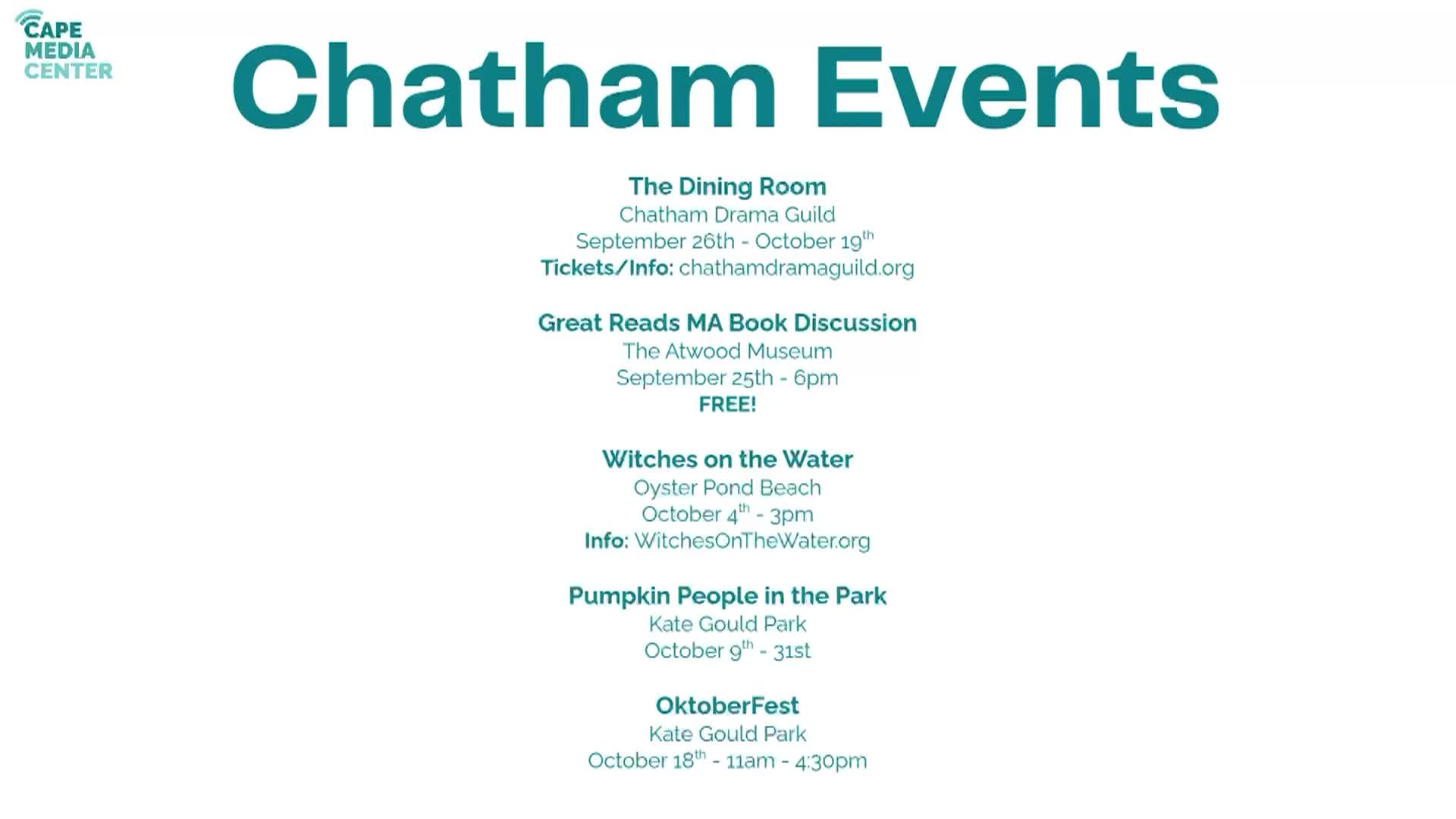 Chatham Events 9-26