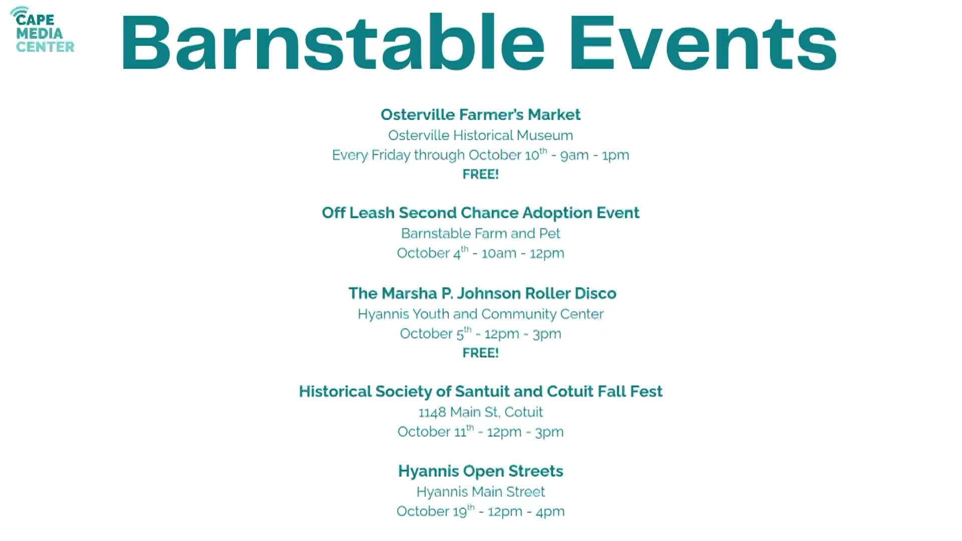 Barnstable Events 10-3