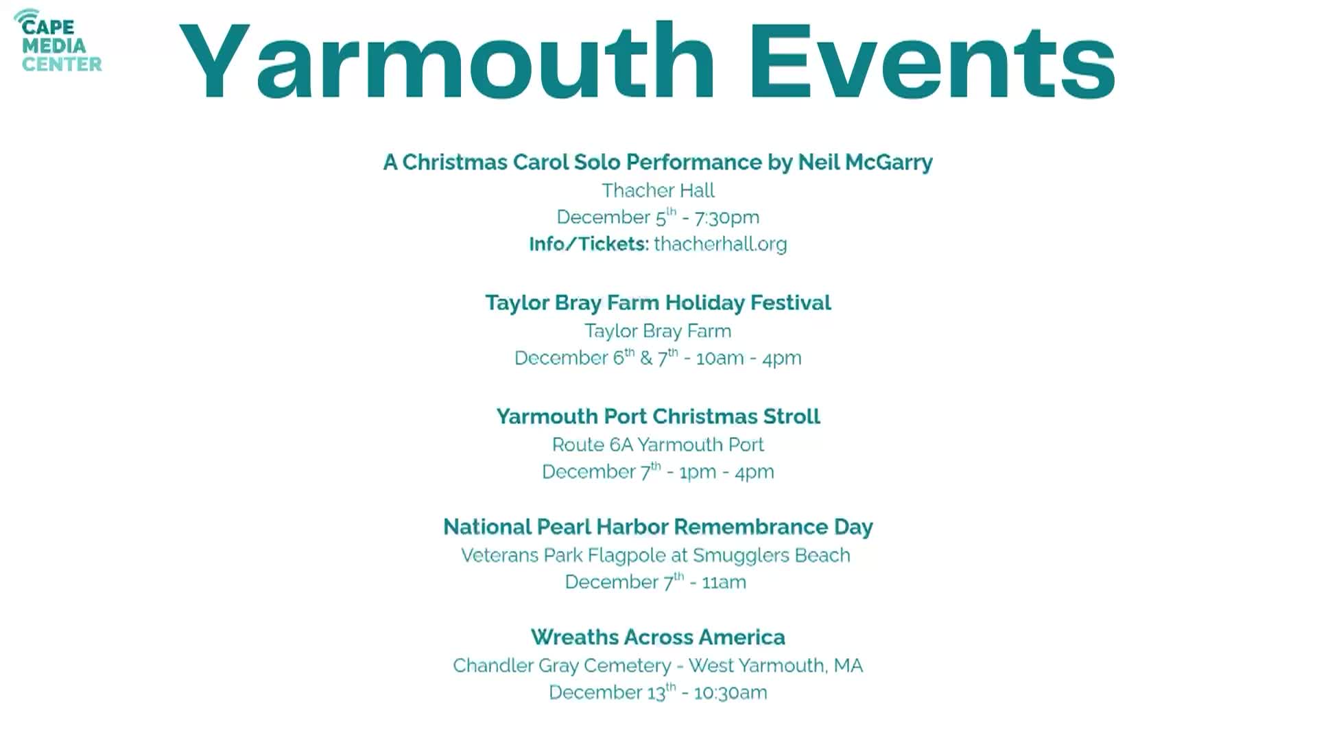 Yarmouth Events 11-28