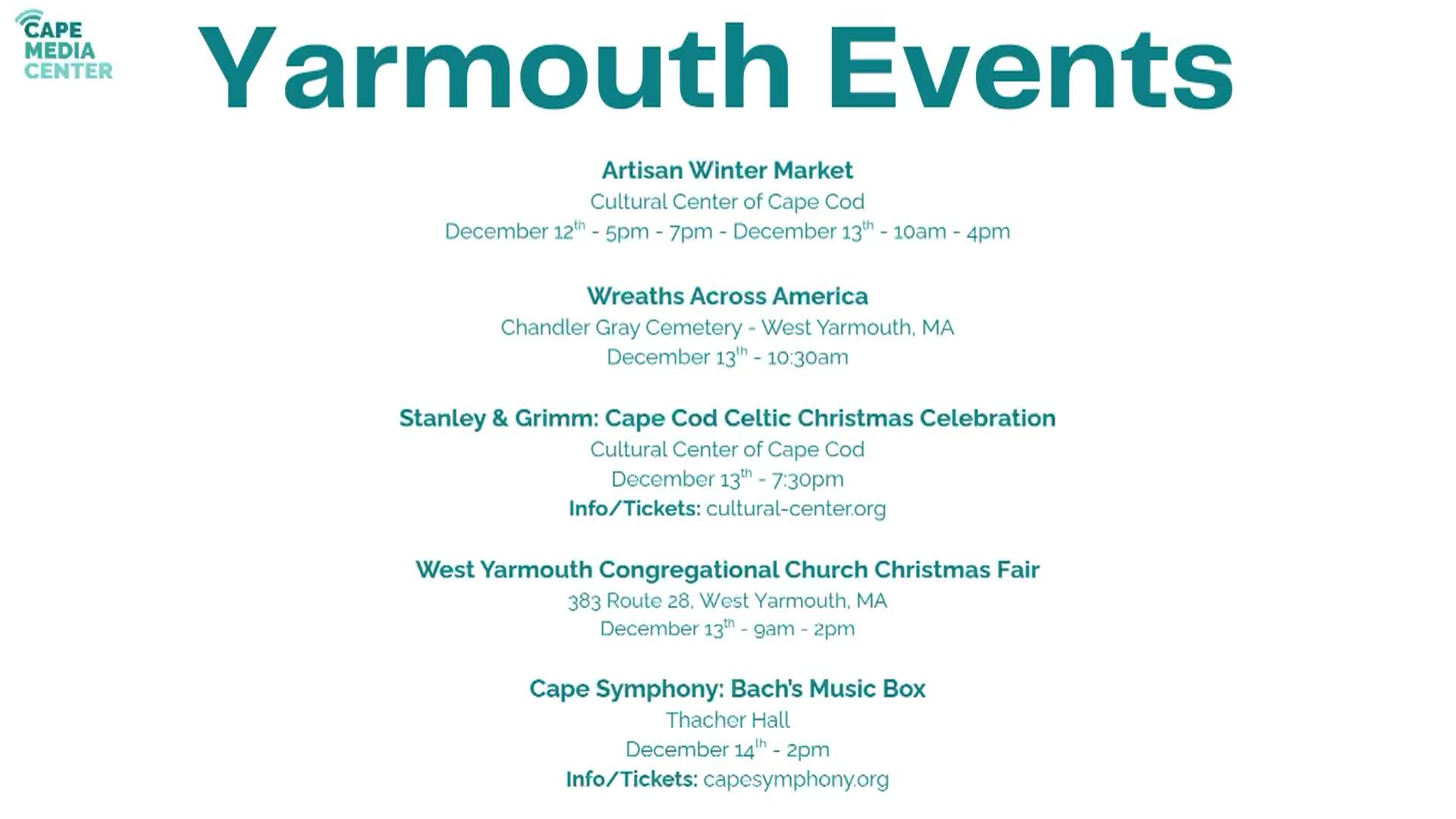 Yarmouth Events 12-5