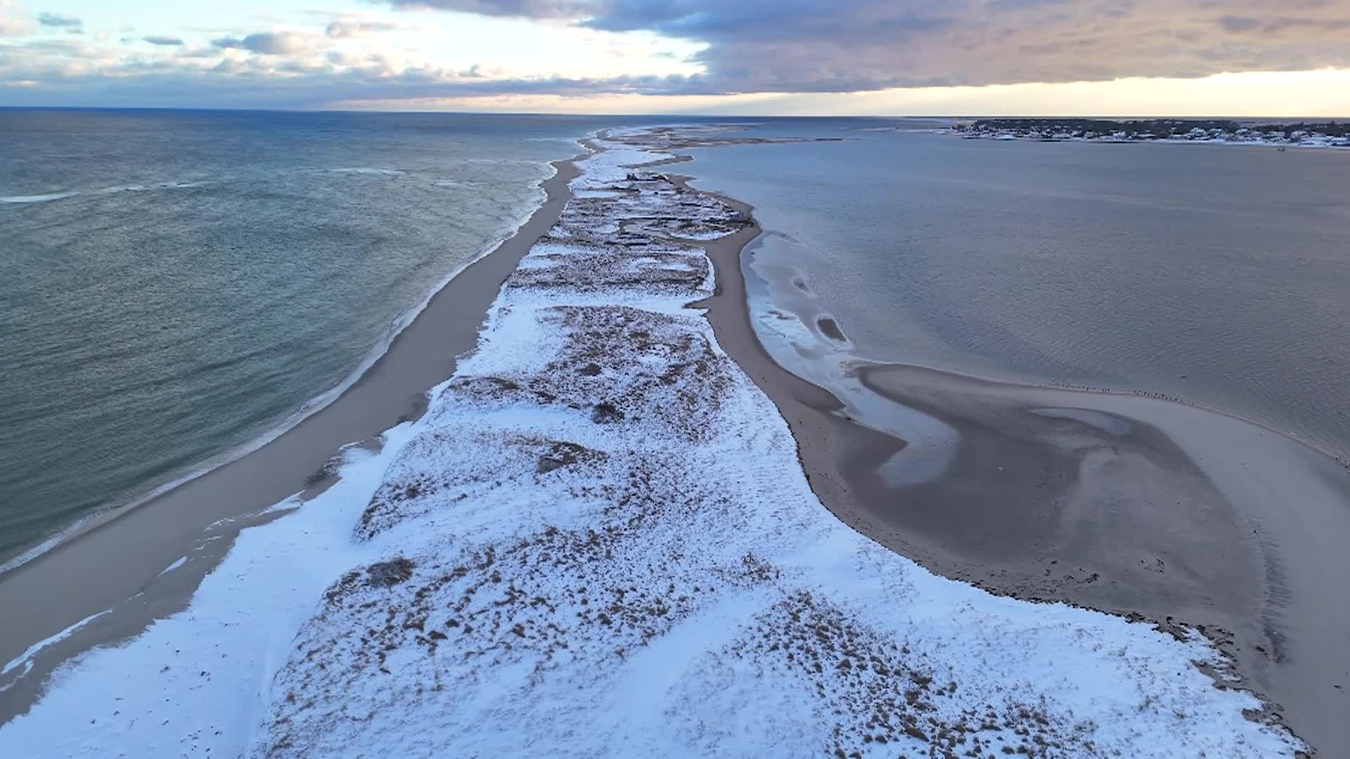 Thumbnail image for Cape Cod in Winter Aerial Tour - Outer Beach at Chatham