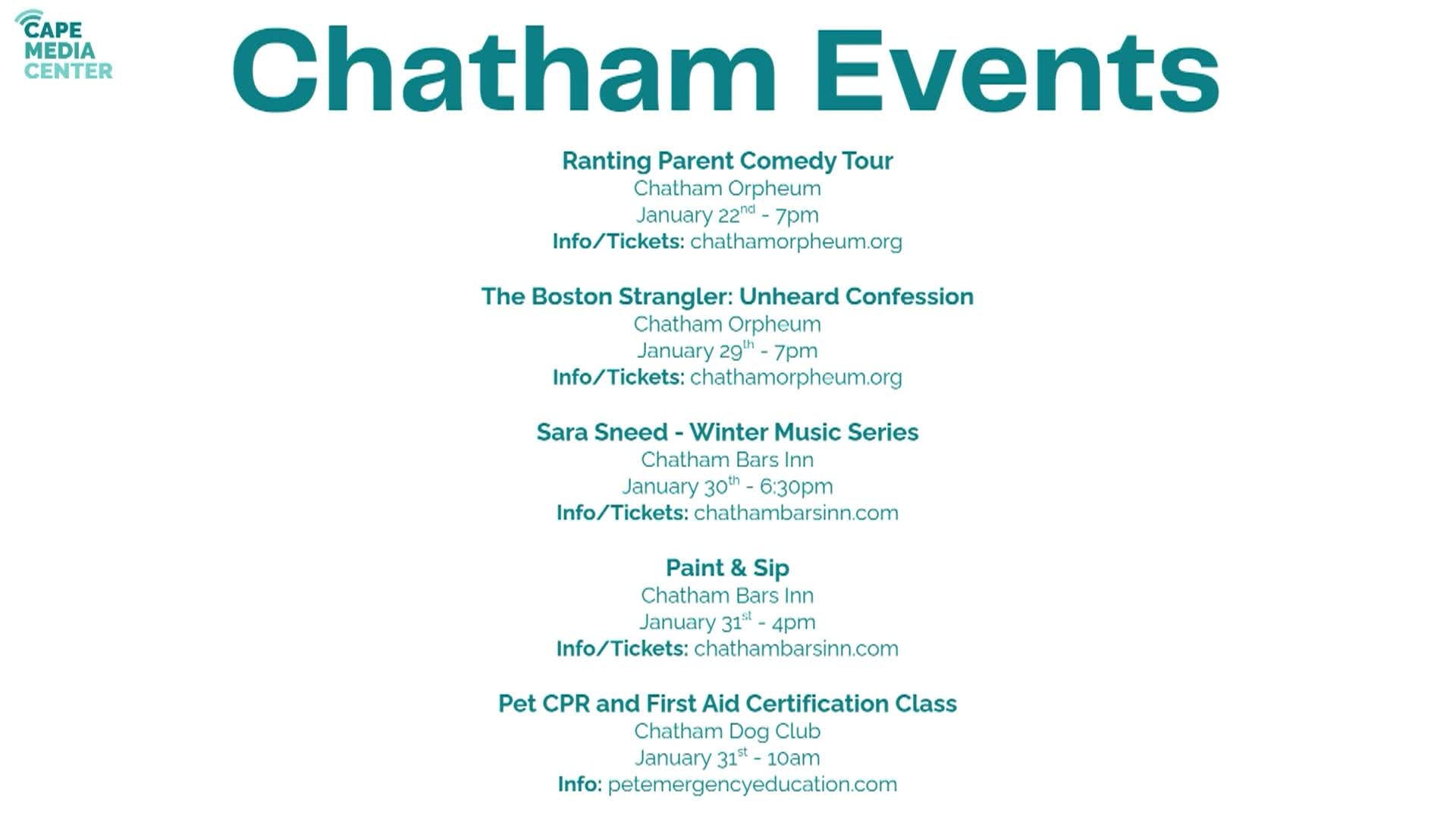 Chatham events 1-16